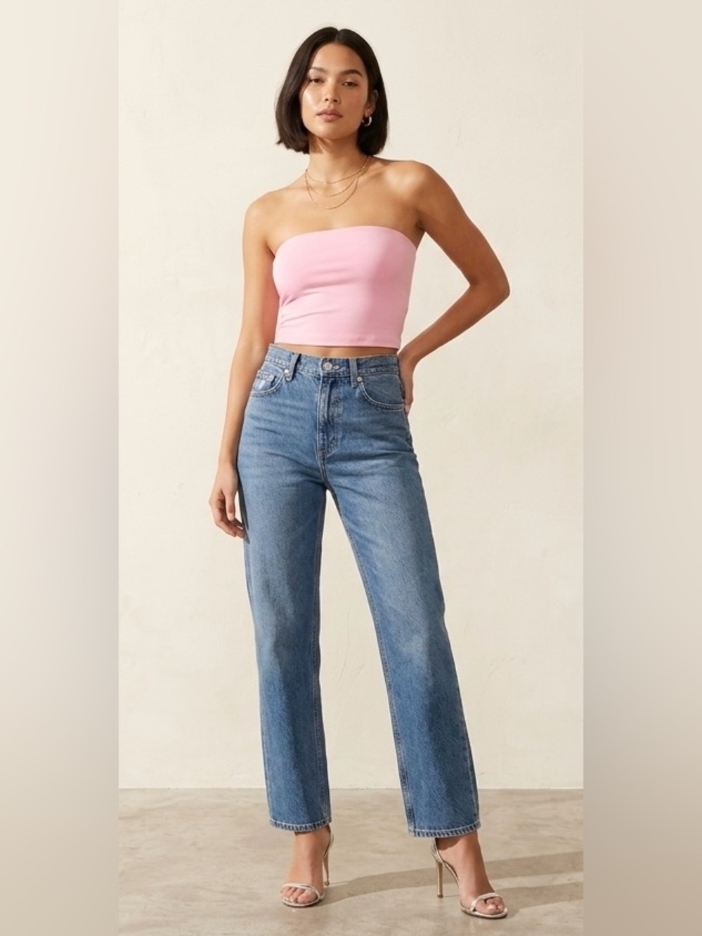 Susana Monaco Crop Tube Top Ballerina Pink Size XL NWT